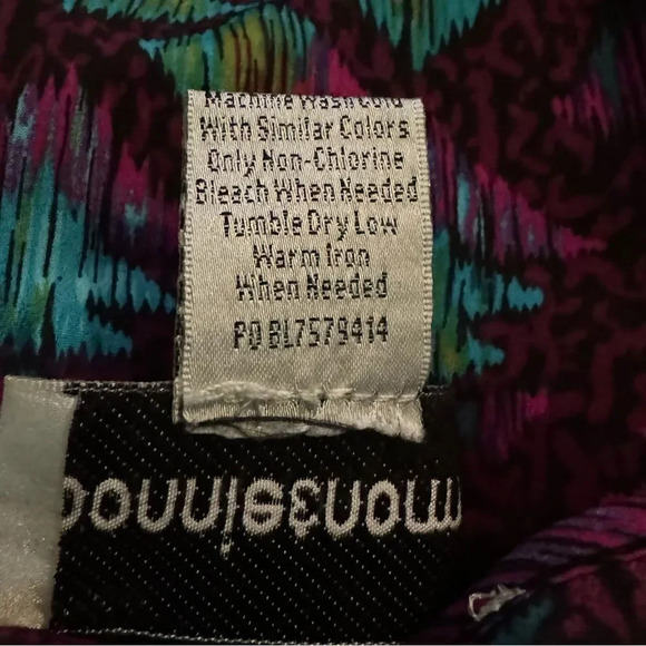 Bonnie & Norma XL Shirt Top Purple Boho V Neck Tab Long Sleeve Casual Womens - Picture 7 of 7